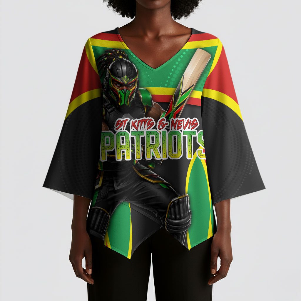 Personalized St Kitts And Nevis Patriots Kimono Sleeve Blouse Caribbean Cricket Player Graphic Art