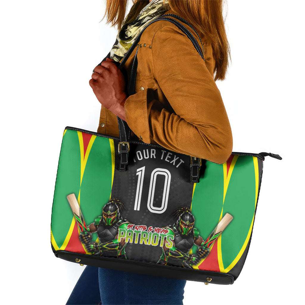 Personalized St Kitts And Nevis Patriots Leather Tote Bag Caribbean Cricket Player Graphic Art