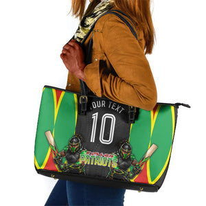 Personalized St Kitts And Nevis Patriots Leather Tote Bag Caribbean Cricket Player Graphic Art