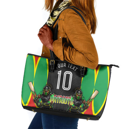 Personalized St Kitts And Nevis Patriots Leather Tote Bag Caribbean Cricket Player Graphic Art