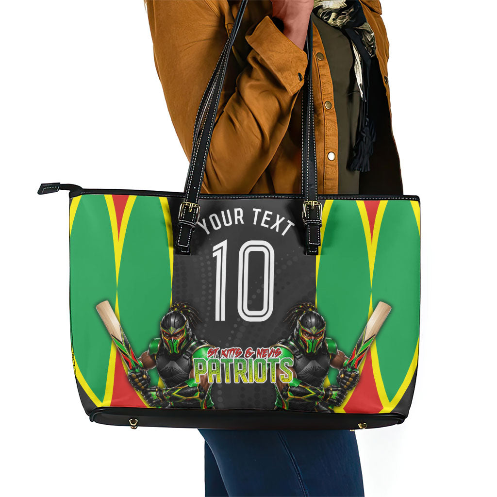 Personalized St Kitts And Nevis Patriots Leather Tote Bag Caribbean Cricket Player Graphic Art
