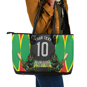 Personalized St Kitts And Nevis Patriots Leather Tote Bag Caribbean Cricket Player Graphic Art
