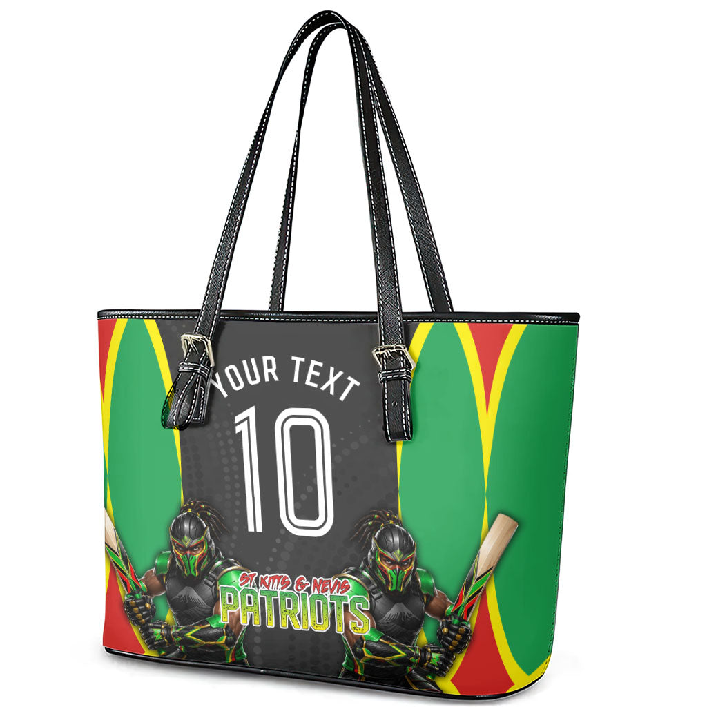 Personalized St Kitts And Nevis Patriots Leather Tote Bag Caribbean Cricket Player Graphic Art