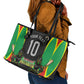 Personalized St Kitts And Nevis Patriots Leather Tote Bag Caribbean Cricket Player Graphic Art