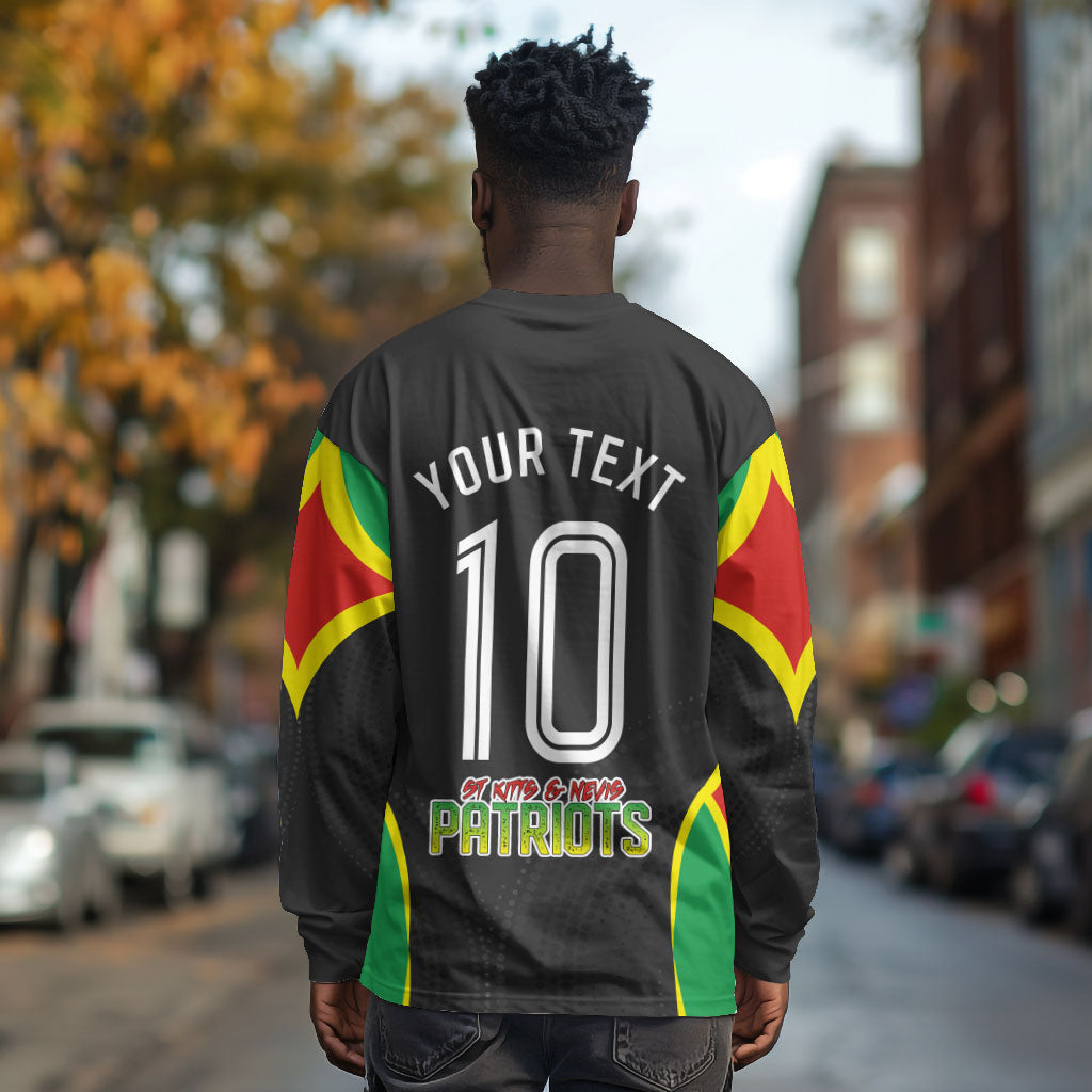 Personalized St Kitts And Nevis Patriots Long Sleeve Shirt Caribbean Cricket Player Graphic Art