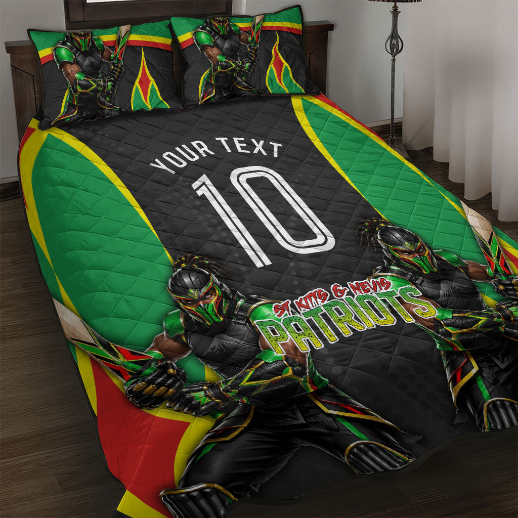 Personalized St Kitts And Nevis Patriots Quilt Bed Set Caribbean Cricket Player Graphic Art
