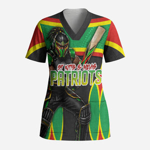 Personalized St Kitts And Nevis Patriots Scrub Top Caribbean Cricket Player Graphic Art