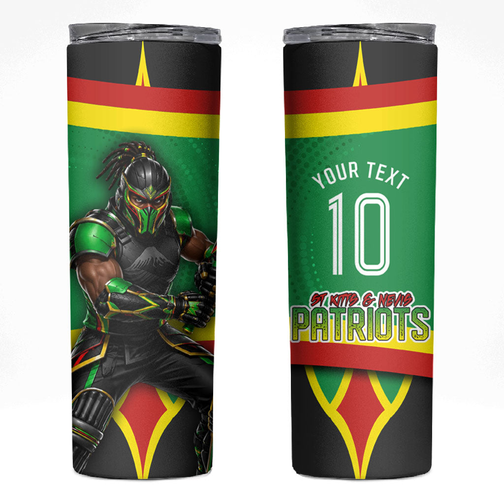 Personalized St Kitts And Nevis Patriots Skinny Tumbler Caribbean Cricket Player Graphic Art