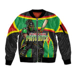 Personalized St Kitts And Nevis Patriots Sleeve Zip Bomber Jacket Caribbean Cricket Player Graphic Art