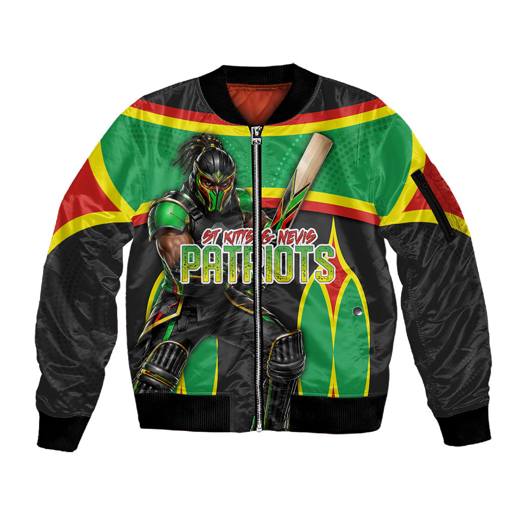 Personalized St Kitts And Nevis Patriots Sleeve Zip Bomber Jacket Caribbean Cricket Player Graphic Art