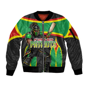 Personalized St Kitts And Nevis Patriots Sleeve Zip Bomber Jacket Caribbean Cricket Player Graphic Art