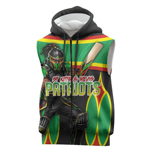 Personalized St Kitts And Nevis Patriots Sleeveless Zip Hoodie Caribbean Cricket Player Graphic Art