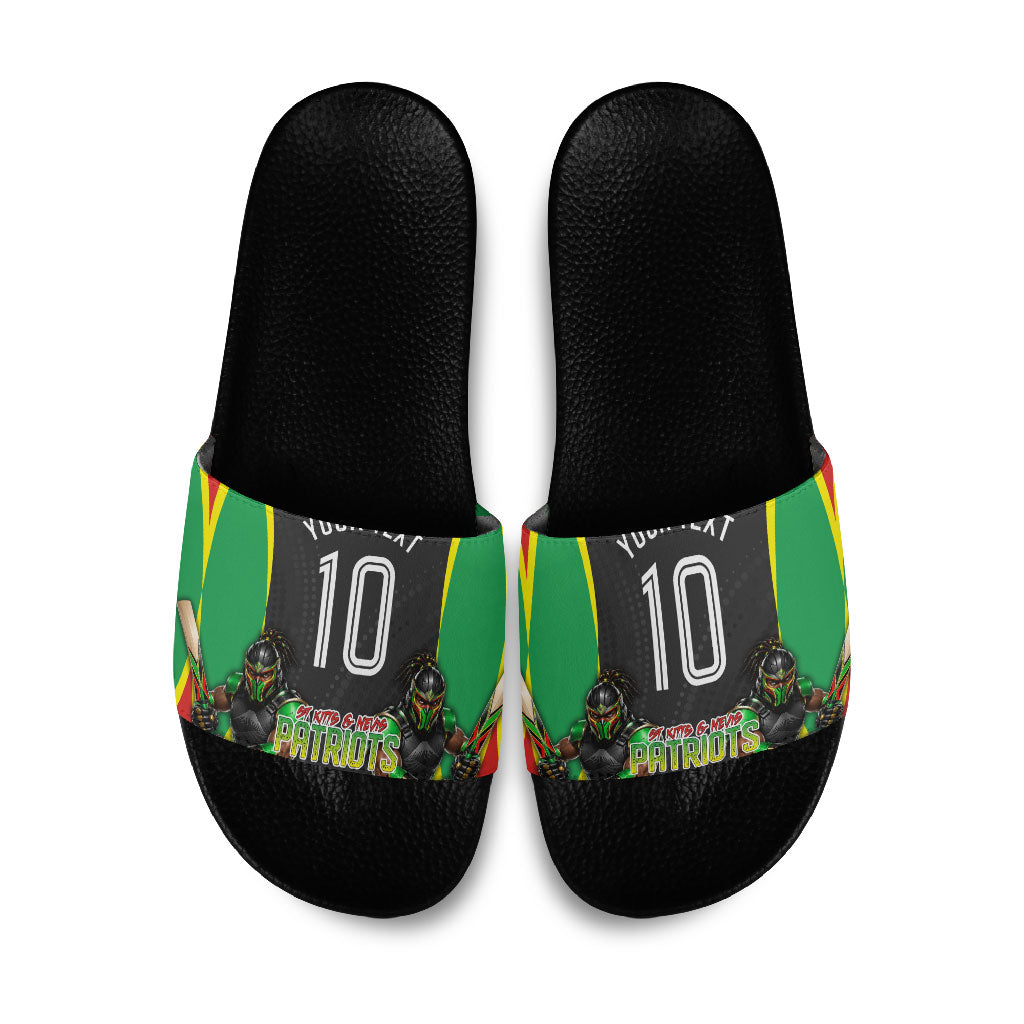 Personalized St Kitts And Nevis Patriots Slide Sandals Caribbean Cricket Player Graphic Art
