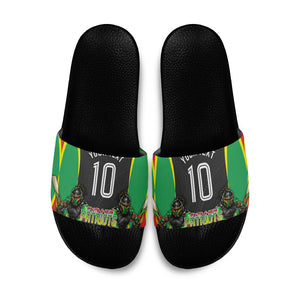 Personalized St Kitts And Nevis Patriots Slide Sandals Caribbean Cricket Player Graphic Art