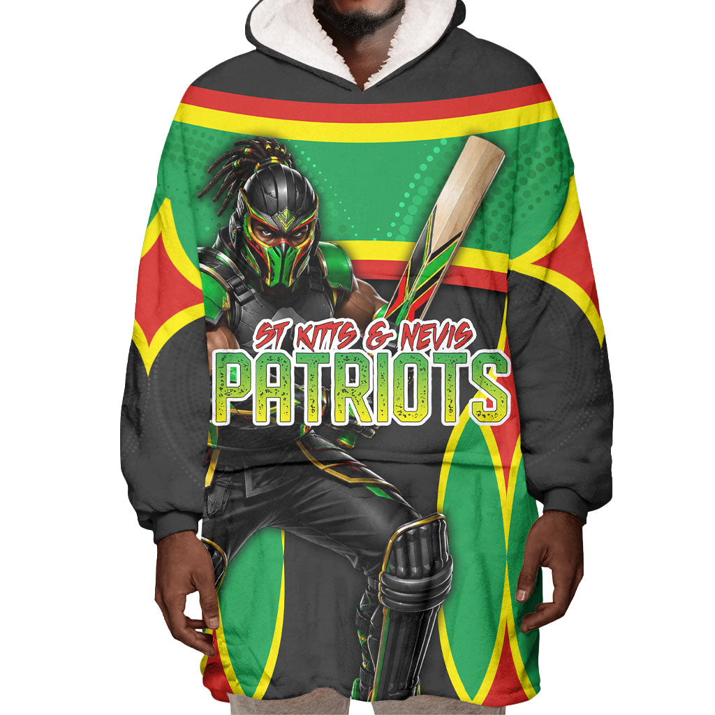 Personalized St Kitts And Nevis Patriots Wearable Blanket Hoodie Caribbean Cricket Player Graphic Art