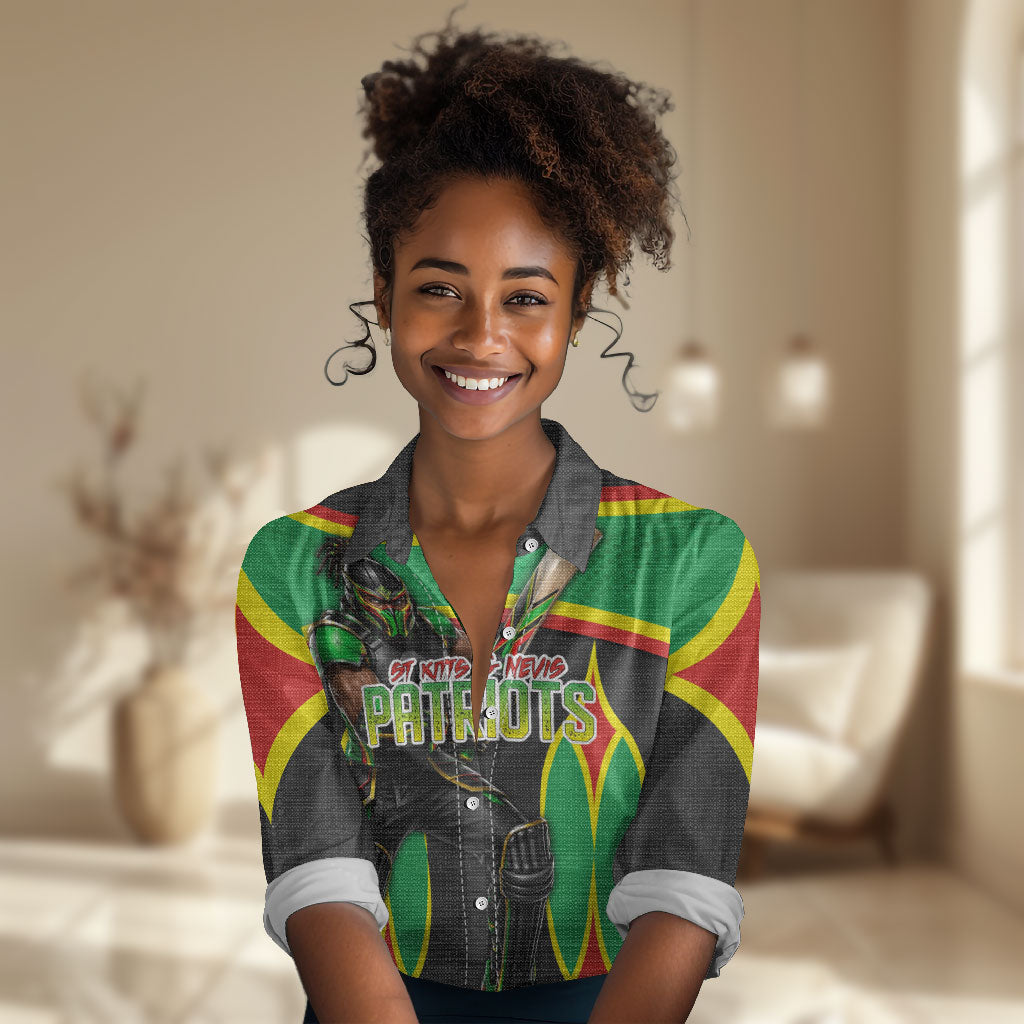 Personalized St Kitts And Nevis Patriots Women Casual Shirt Caribbean Cricket Player Graphic Art
