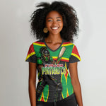 Personalized St Kitts And Nevis Patriots Women V-Neck T-Shirt Caribbean Cricket Player Graphic Art