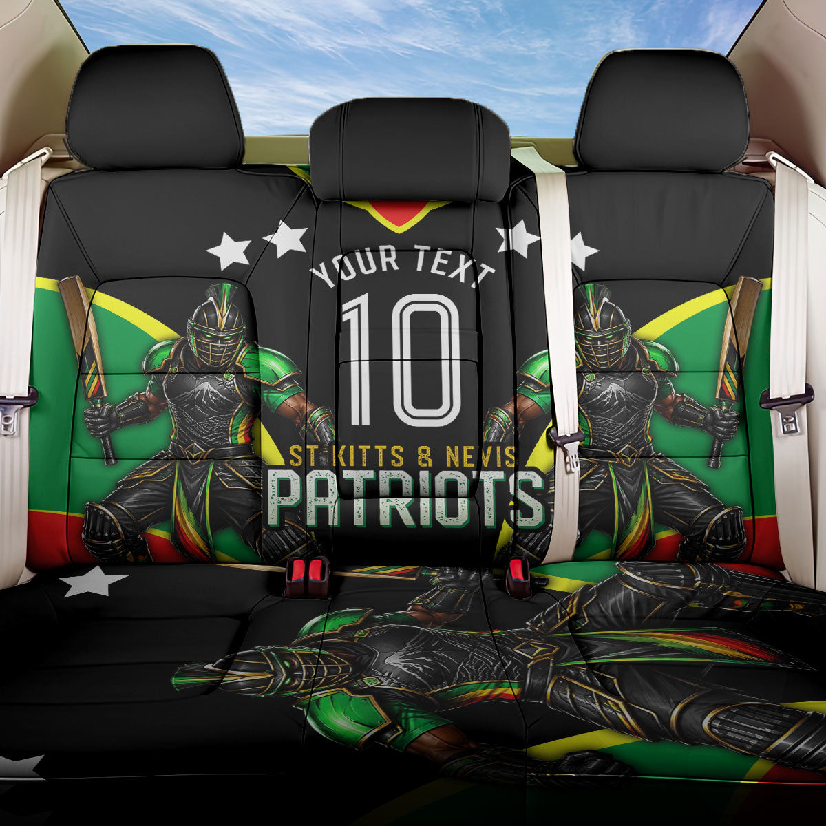 Personalized St Kitts And Nevis Patriots Cricket Back Car Seat Cover Dynamic Player Celebration Team Pride