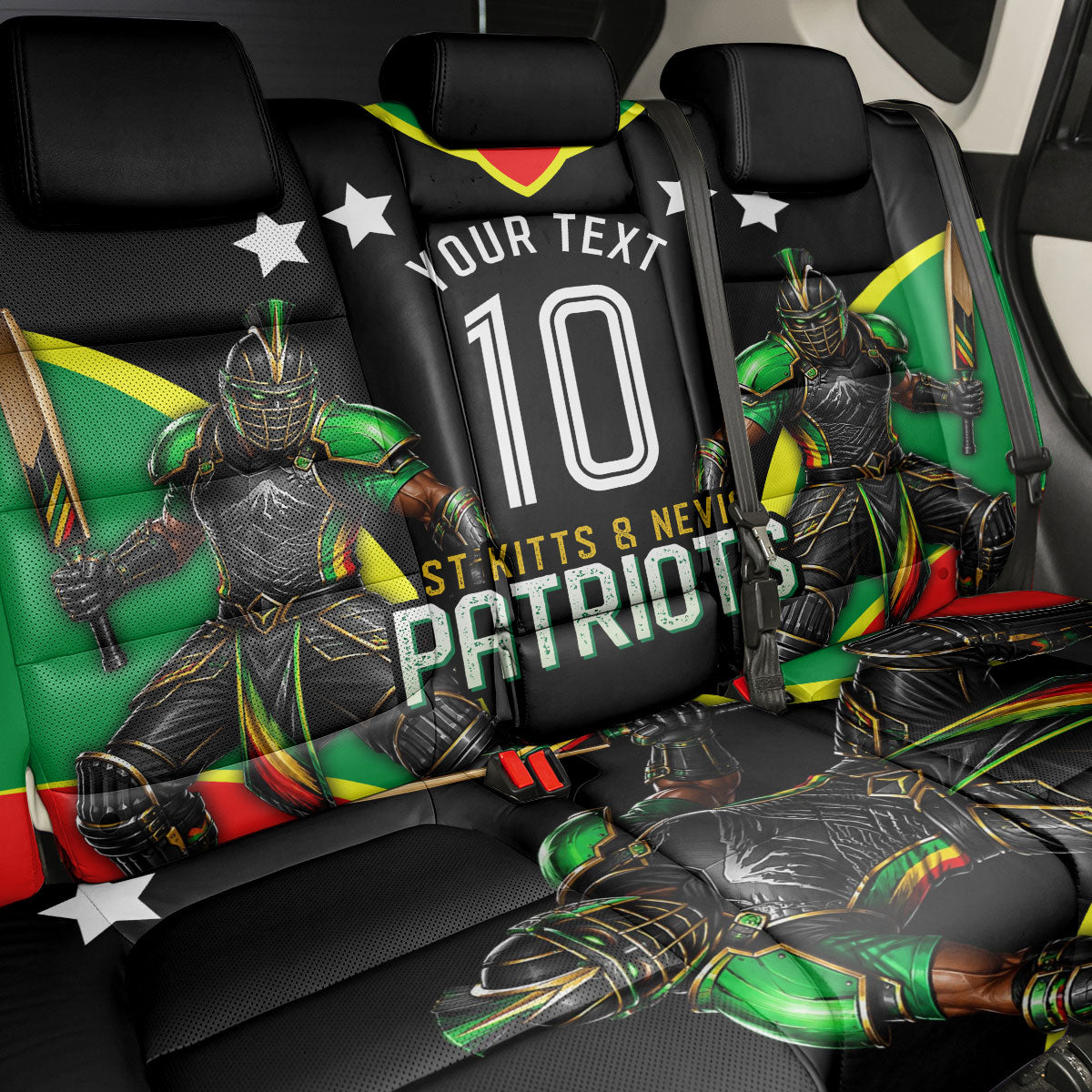 Personalized St Kitts And Nevis Patriots Cricket Back Car Seat Cover Dynamic Player Celebration Team Pride
