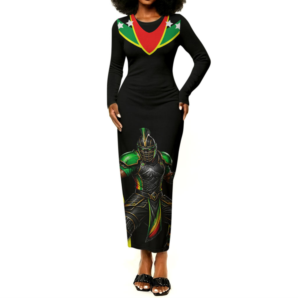 Personalized St Kitts And Nevis Patriots Cricket Long Sleeve Bodycon Dress Dynamic Player Celebration Team Pride