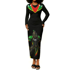 Personalized St Kitts And Nevis Patriots Cricket Long Sleeve Bodycon Dress Dynamic Player Celebration Team Pride