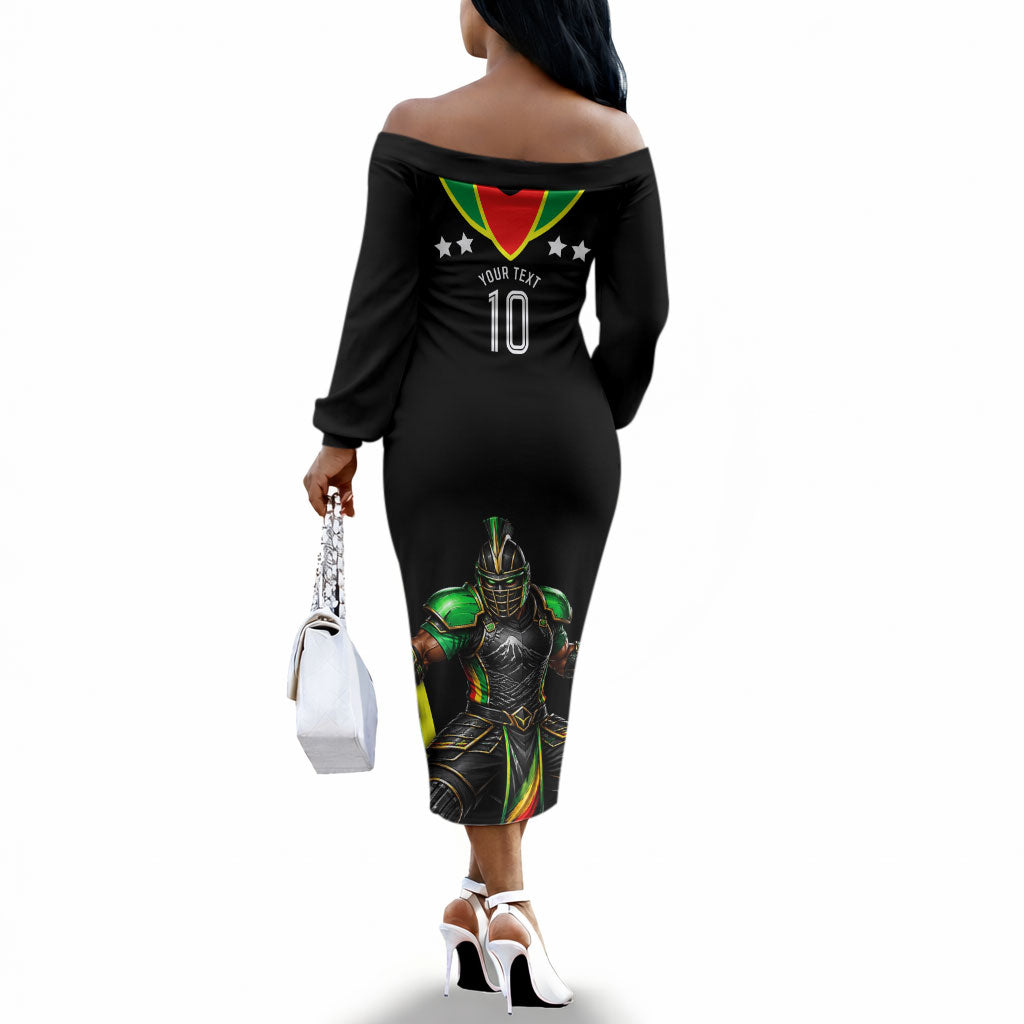 Personalized St Kitts And Nevis Patriots Cricket Off The Shoulder Long Sleeve Dress Dynamic Player Celebration Team Pride