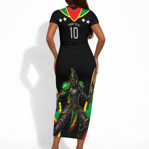 Personalized St Kitts And Nevis Patriots Cricket Short Sleeve Bodycon Dress Dynamic Player Celebration Team Pride