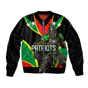 Personalized St Kitts And Nevis Patriots Cricket Sleeve Zip Bomber Jacket Dynamic Player Celebration Team Pride