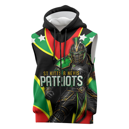 Personalized St Kitts And Nevis Patriots Cricket Sleeveless Zip Hoodie Dynamic Player Celebration Team Pride