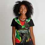 Personalized St Kitts And Nevis Patriots Cricket Women V-Neck T-Shirt Dynamic Player Celebration Team Pride
