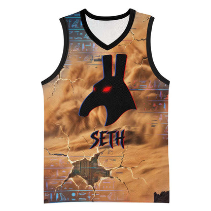 Seth Serpent Basketball Jersey Sandstorm Egyptian Chaos God in Ancient Desert Tones