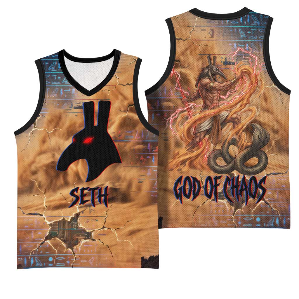 Seth Serpent Basketball Jersey Sandstorm Egyptian Chaos God in Ancient Desert Tones