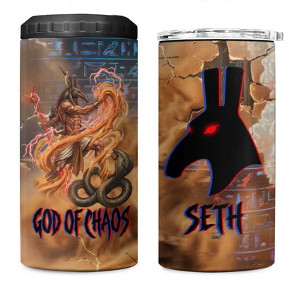 Seth Serpent 4 in 1 Can Cooler Tumbler Sandstorm Egyptian Chaos God in Ancient Desert Tones