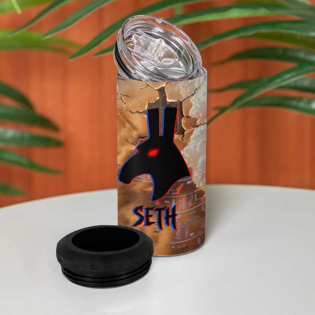 Seth Serpent 4 in 1 Can Cooler Tumbler Sandstorm Egyptian Chaos God in Ancient Desert Tones
