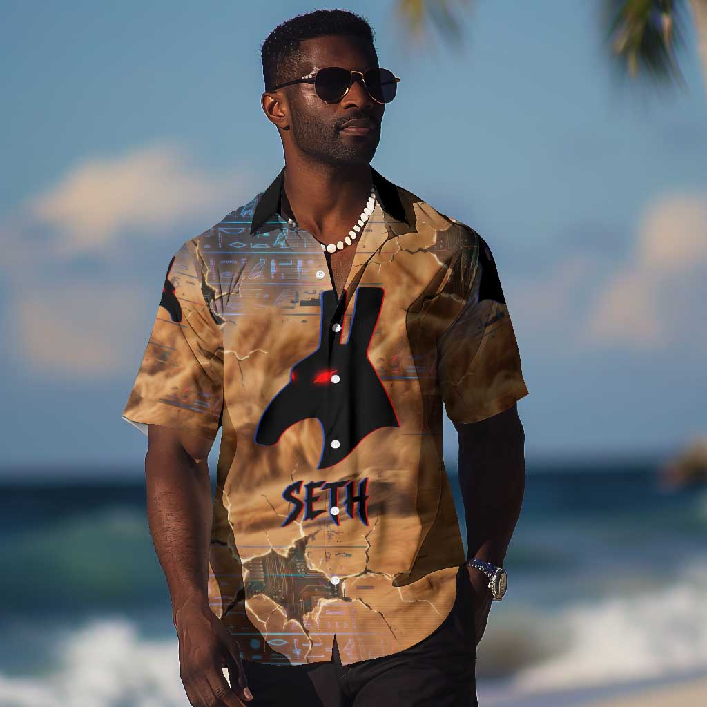 Seth Serpent Hawaiian Shirt Sandstorm Egyptian Chaos God in Ancient Desert Tones