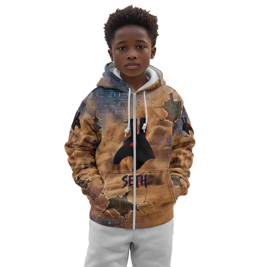 Seth Serpent Kid Hoodie Sandstorm Egyptian Chaos God in Ancient Desert Tones