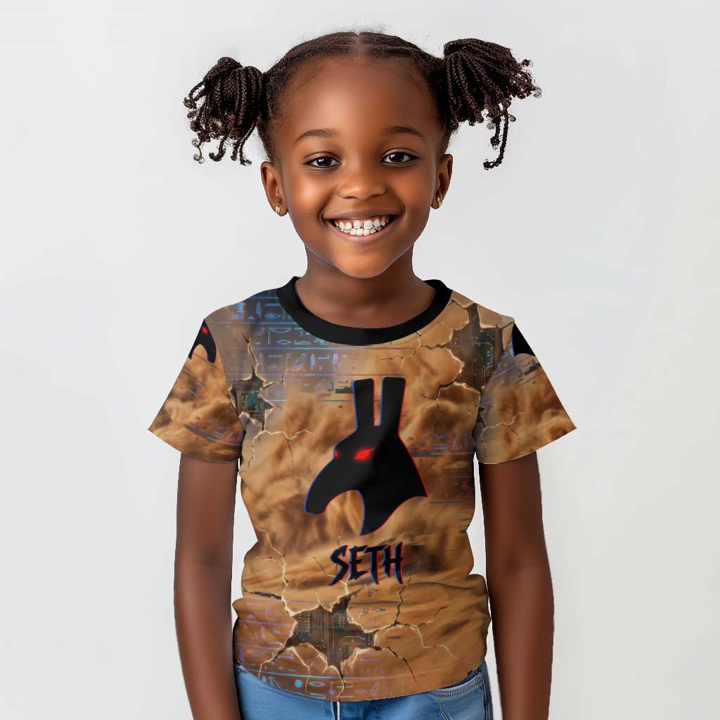 Seth Serpent Kid T shirt Sandstorm Egyptian Chaos God in Ancient Desert Tones