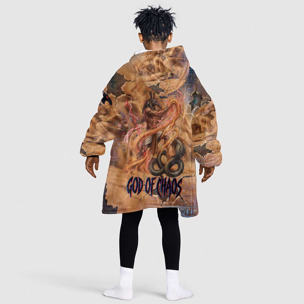 Seth Serpent Kid Wearable Blanket Hoodie Sandstorm Egyptian Chaos God in Ancient Desert Tones
