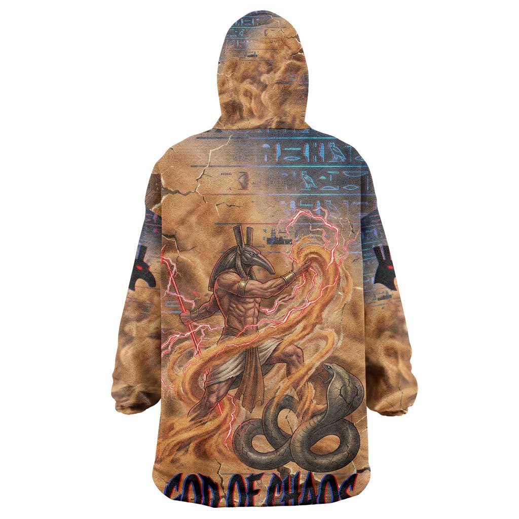 Seth Serpent Kid Wearable Blanket Hoodie Sandstorm Egyptian Chaos God in Ancient Desert Tones