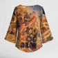 Seth Serpent Kimono Sleeve Blouse Sandstorm Egyptian Chaos God in Ancient Desert Tones