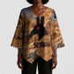 Seth Serpent Kimono Sleeve Blouse Sandstorm Egyptian Chaos God in Ancient Desert Tones