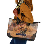 Seth Serpent Leather Tote Bag Sandstorm Egyptian Chaos God in Ancient Desert Tones