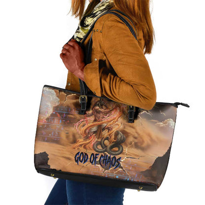 Seth Serpent Leather Tote Bag Sandstorm Egyptian Chaos God in Ancient Desert Tones