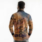 Seth Serpent Long Sleeve Polo Shirt Sandstorm Egyptian Chaos God in Ancient Desert Tones