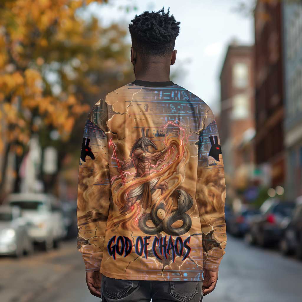 Seth Serpent Long Sleeve Shirt Sandstorm Egyptian Chaos God in Ancient Desert Tones