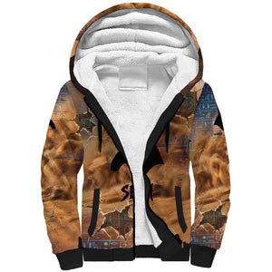 Seth Serpent Sherpa Hoodie Sandstorm Egyptian Chaos God in Ancient Desert Tones