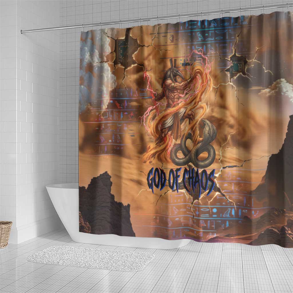 Seth Serpent Shower Curtain Sandstorm Egyptian Chaos God in Ancient Desert Tones