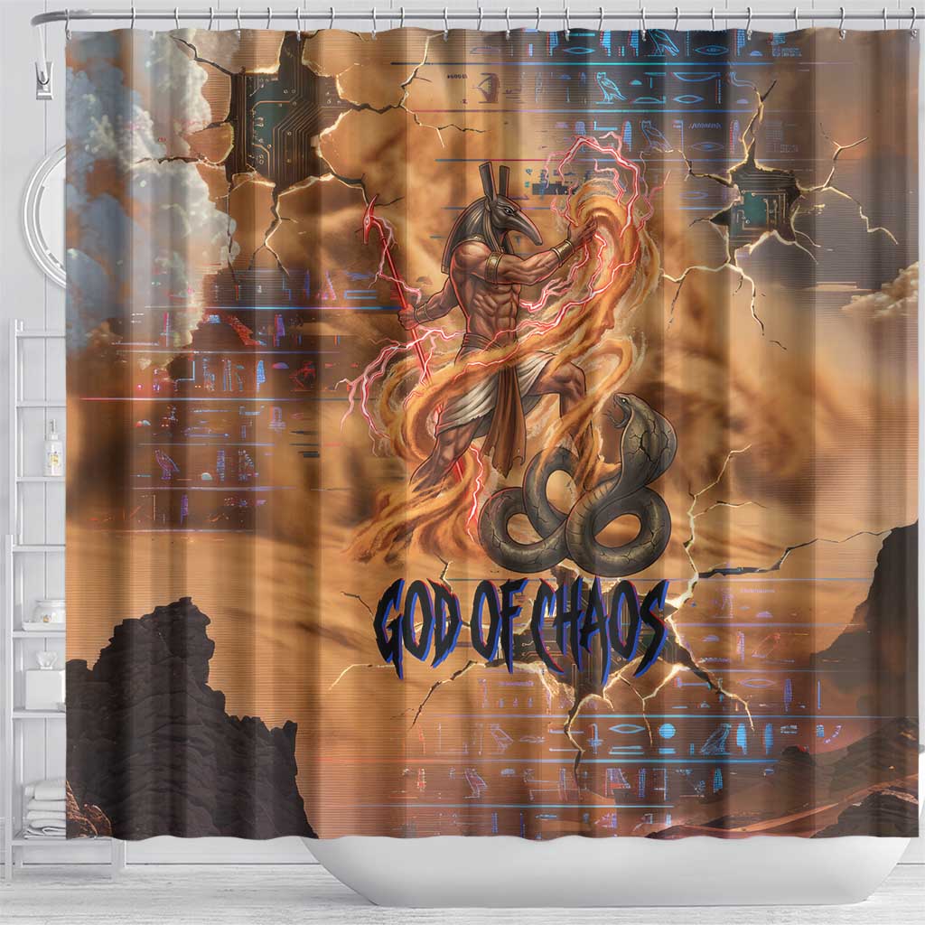 Seth Serpent Shower Curtain Sandstorm Egyptian Chaos God in Ancient Desert Tones