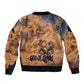 Seth Serpent Sleeve Zip Bomber Jacket Sandstorm Egyptian Chaos God in Ancient Desert Tones