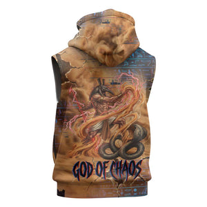 Seth Serpent Sleeveless Hoodie Sandstorm Egyptian Chaos God in Ancient Desert Tones